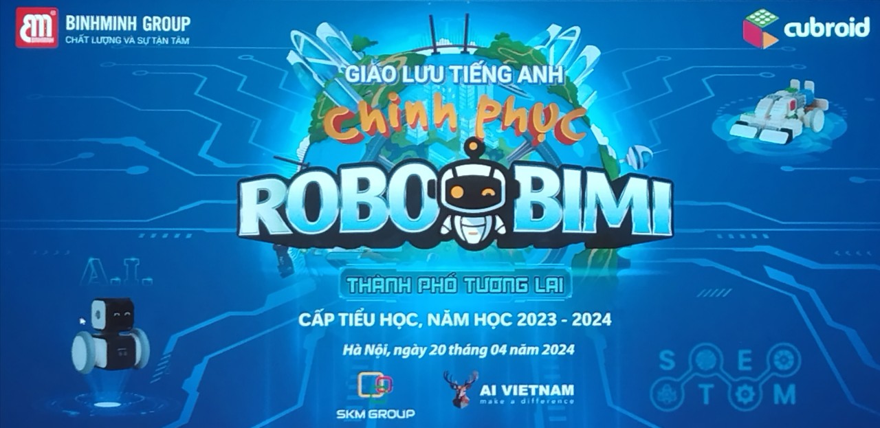 A blue advertisement with text and a robotDescription automatically generated